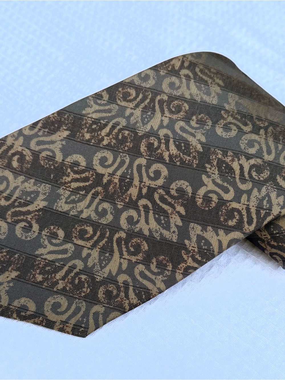 Calvin Klein Brown and Tan Paisley-Pattern Silk Tie